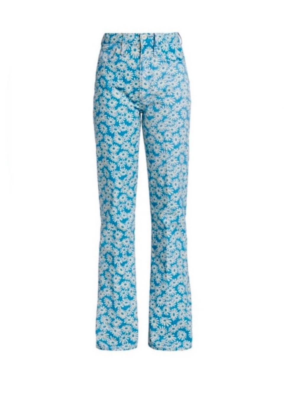 Re/Done Blue and White Floral Flare Jeans